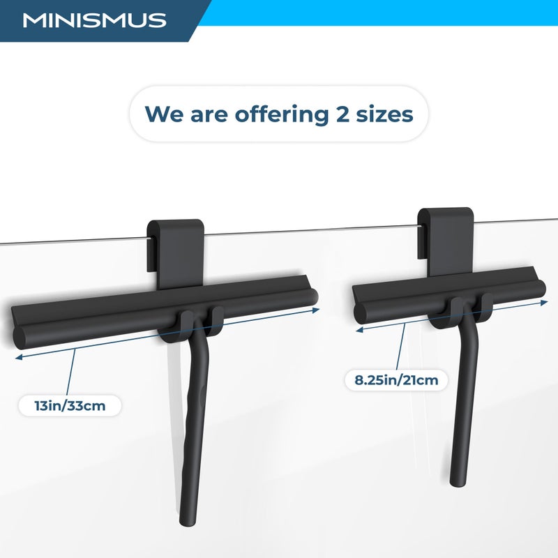 ممسحة دش Minismus مع خطاف - ممسحة نافذة سيليكون - ممسحة دش للأبواب الزجاجية - ممسحة دش زجاجية - ممسحة نافذة (8.25 بوصة سوداء) - Image 5